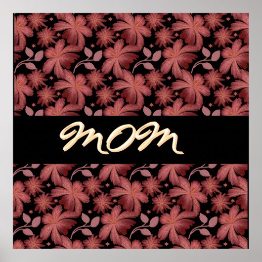 Custom Rust Floral Seamless Pattern  Throw Pillow ポスター (正面)