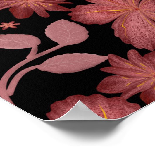 Custom Rust Floral Seamless Pattern  Throw Pillow ポスター (角)