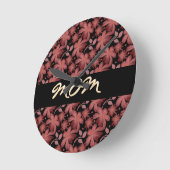 Custom Rust Floral Seamless Pattern  Throw Pillow ラウンド壁時計 (傾斜)