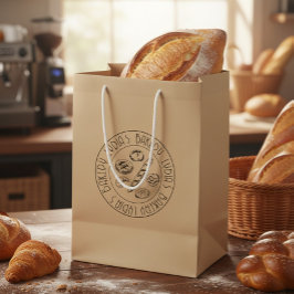 Custom Rustic Bakery Logo Kraft Paper Bag ミディアムペーパーバッグ