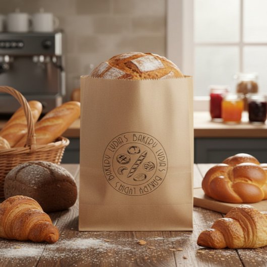 Custom Rustic Bakery Logo Kraft Paper Treat Bag フェイバーバッグ