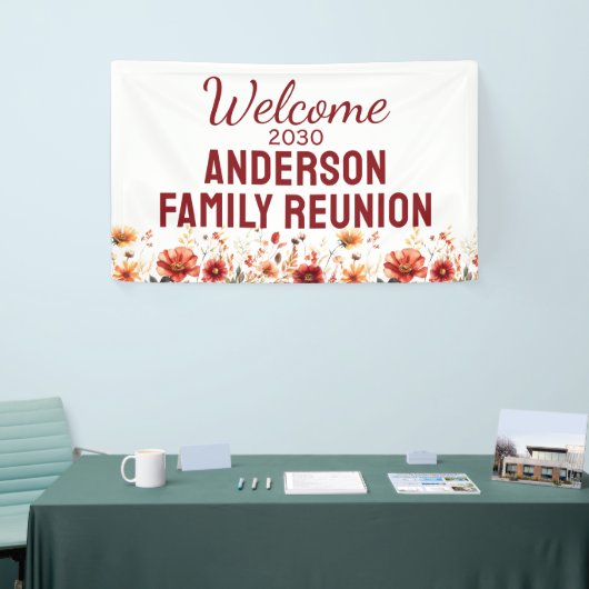 Custom Rustic Fall Floral Family Reunion Welcome  横断幕 (トレードショー)