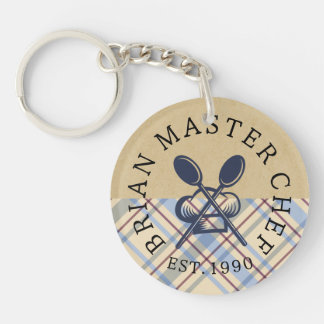 Custom Rustic farmhouse in brown and blue chic キーホルダー