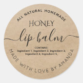 Custom Rustic kraft lip balm labels ラウンドシール (正面)