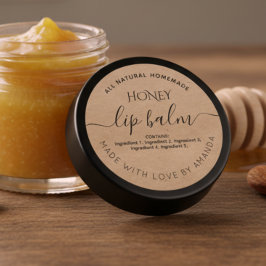 Custom Rustic kraft lip balm labels ラウンドシール