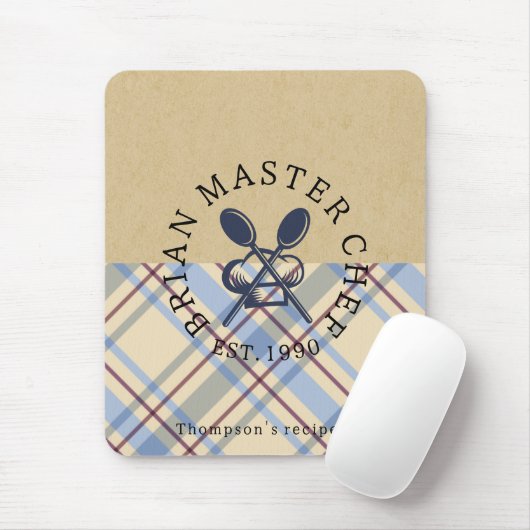 Custom rustic kraft paper and tartan farmhouse マウスパッド (マウス)