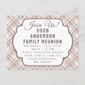 Custom Rustic Plaid Family Reunion Invitation シーズンポストカード (正面)