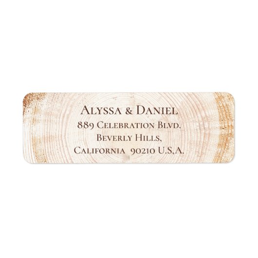 Custom Rustic Wedding Wood grain tree bark ring ラベル (正面)