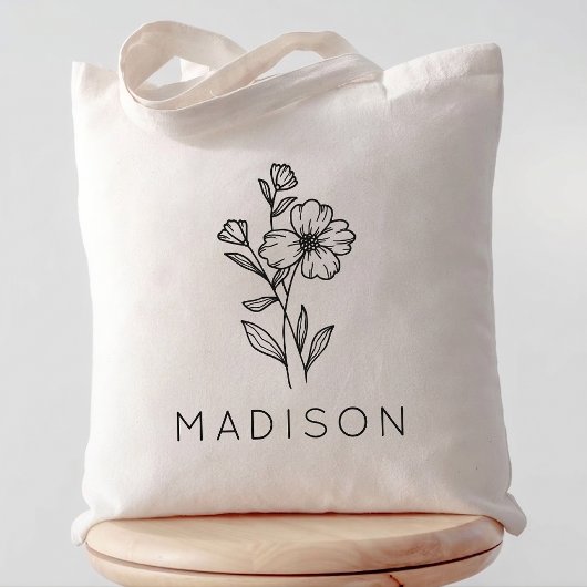 Custom Rustic Wildflower Bridesmaid Name Tote Bag トートバッグ