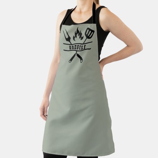 Custom Sage Green Grilling Apron エプロン (インサイチュ)