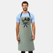 Custom Sage Green Grilling Apron エプロン (着用した状態)