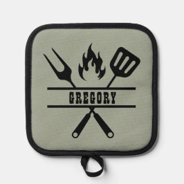 Custom Sage Green Grilling Apron 鍋敷き