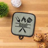 Custom Sage Green Grilling Apron 鍋敷き (トップダウン)