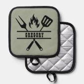 Custom Sage Green Grilling Apron 鍋敷き (正面/裏面)