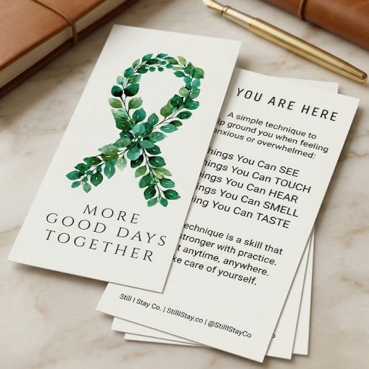Custom Sage Green Mental Health Ribbon Grounding ラックカード