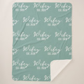 Custom Sage Sherpa Blanket for Wifey & Hubby Gift シェルパブランケット (正面)