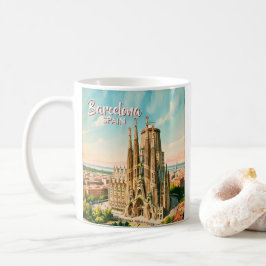 Custom Sagrada Familia Barcelona Travel Watercolor コーヒーマグカップ
