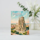 Custom Sagrada Familia Barcelona Travel Watercolor ポストカード (スタンド正面)