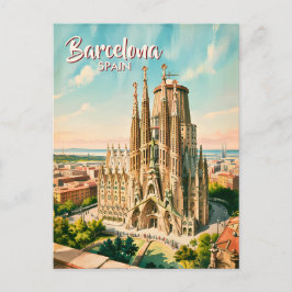 Custom Sagrada Familia Barcelona Travel Watercolor ポストカード