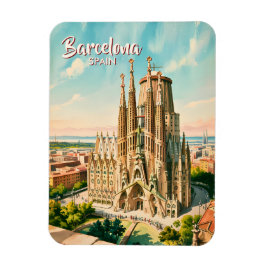 Custom Sagrada Familia Barcelona Travel Watercolor マグネット