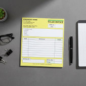 Custom Sales Invoice Receipts, Yellow Company Name ノートパッド