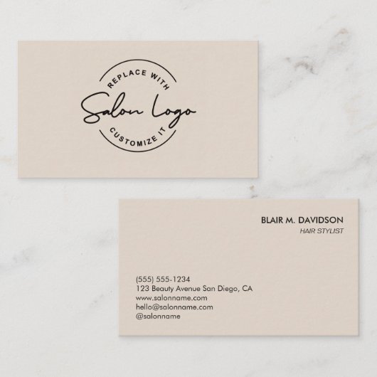 Custom Salon Business Card Minimalist Beauty Logo  名刺 (正面/裏面)