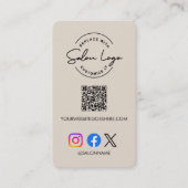 Custom Salon Logo QR Code Social Media Marketing  名刺 (正面)