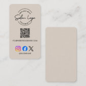 Custom Salon Logo QR Code Social Media Marketing  名刺 (正面/裏面)