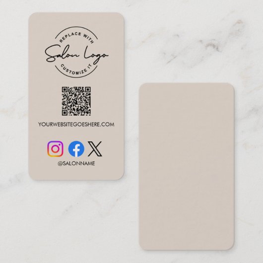 Custom Salon Logo QR Code Social Media Marketing  名刺 (正面/裏面)