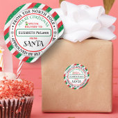 Custom Santa Claus Name Sticker — North Pole Works ラウンドシール