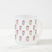 Custom Santa Hat Face Christmas Gift 2 Photos フロストグラスマグカップ (正面右)