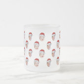 Custom Santa Hat Face Christmas Gift 2 Photos フロストグラスマグカップ (中央)