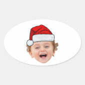 Custom Santa Hat Stickers, Face Photo Christmas 楕円形シール (正面)