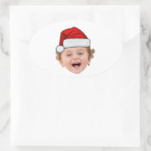 Custom Santa Hat Stickers, Face Photo Christmas 楕円形シール (バッグ)