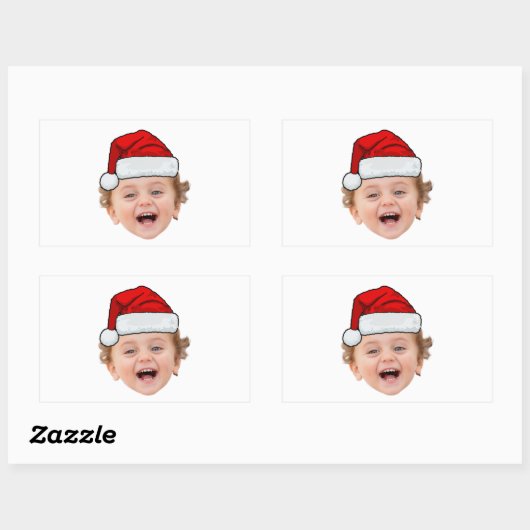 Custom Santa Hat Stickers, Face Photo Christmas 長方形シール (シート)