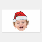 Custom Santa Hat Stickers, Face Photo Christmas 長方形シール (正面)