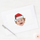 Custom Santa Hat Stickers, Face Photo Christmas 長方形シール (封筒)