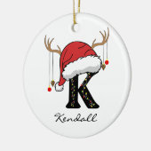 Custom Santa Monogram Bulk Ornament for Employees セラミックオーナメント (左)