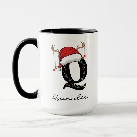 Custom Santa Monogram Coffee Mug for Coworkers マグカップ (左)