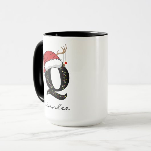Custom Santa Monogram Coffee Mug for Coworkers マグカップ (正面左)