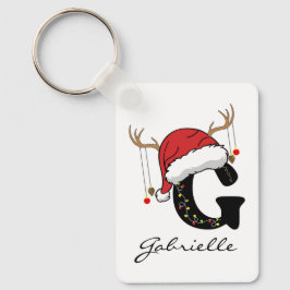 Custom Santa Monogram Keychain Gift for Friends キーホルダー