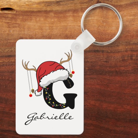 Custom Santa Monogram Keychain Gift for Friends キーホルダー (裏面)