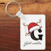 Custom Santa Monogram Keychain Gift for Friends キーホルダー (正面)