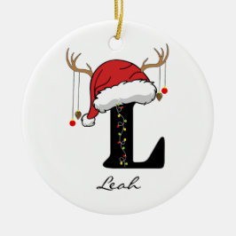 Custom Santa Monogram Ornament for Friends & Moms セラミックオーナメント