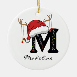 Custom Santa Monogram Ornament for Teachers セラミックオーナメント