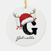Custom Santa Monogram Ornament Gift for Friends セラミックオーナメント (正面)