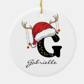 Custom Santa Monogram Ornament Gift for Friends セラミックオーナメント (裏面)