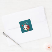 Custom Santa & Reindeer Happy Holiday Sticker スクエアシール (封筒)