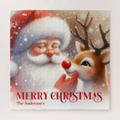 Custom Santa Rudolph Cute Christmas Jigsaw Gift ジグソーパズル (縦)