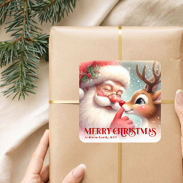 Custom Santa Rudolph Festive Christmas Kids Label スクエアシール